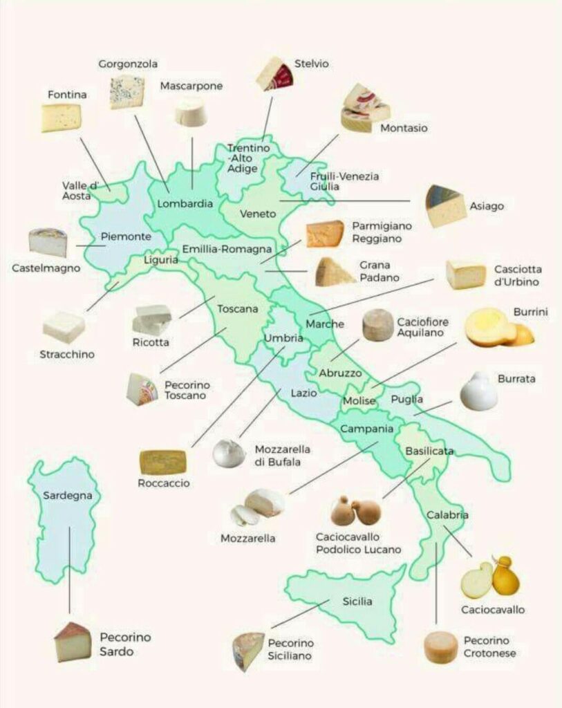 Italie - gastronomie - carte des fromages