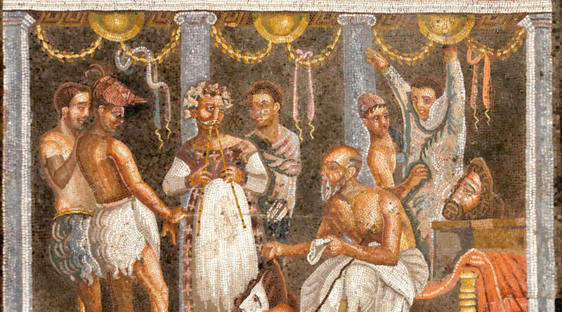 Musée archéologique de Naples - Mosaïque représentant les acteurs du talinum