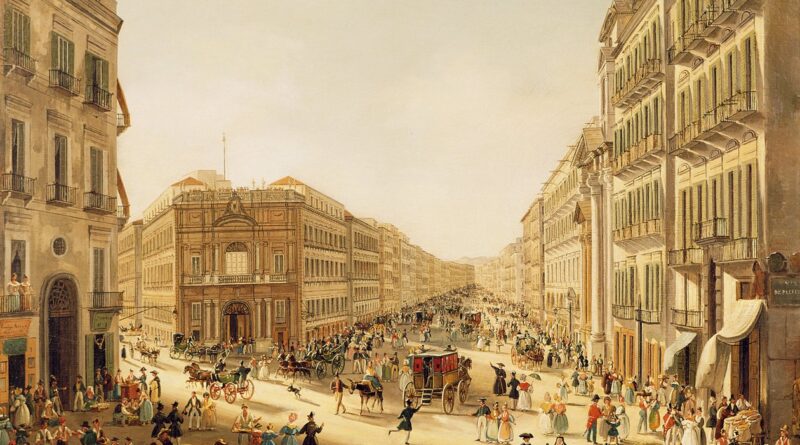 Naples - Vue de la via Toledo au XIX ième siècle (Peinture par Giacinto Gigante)
