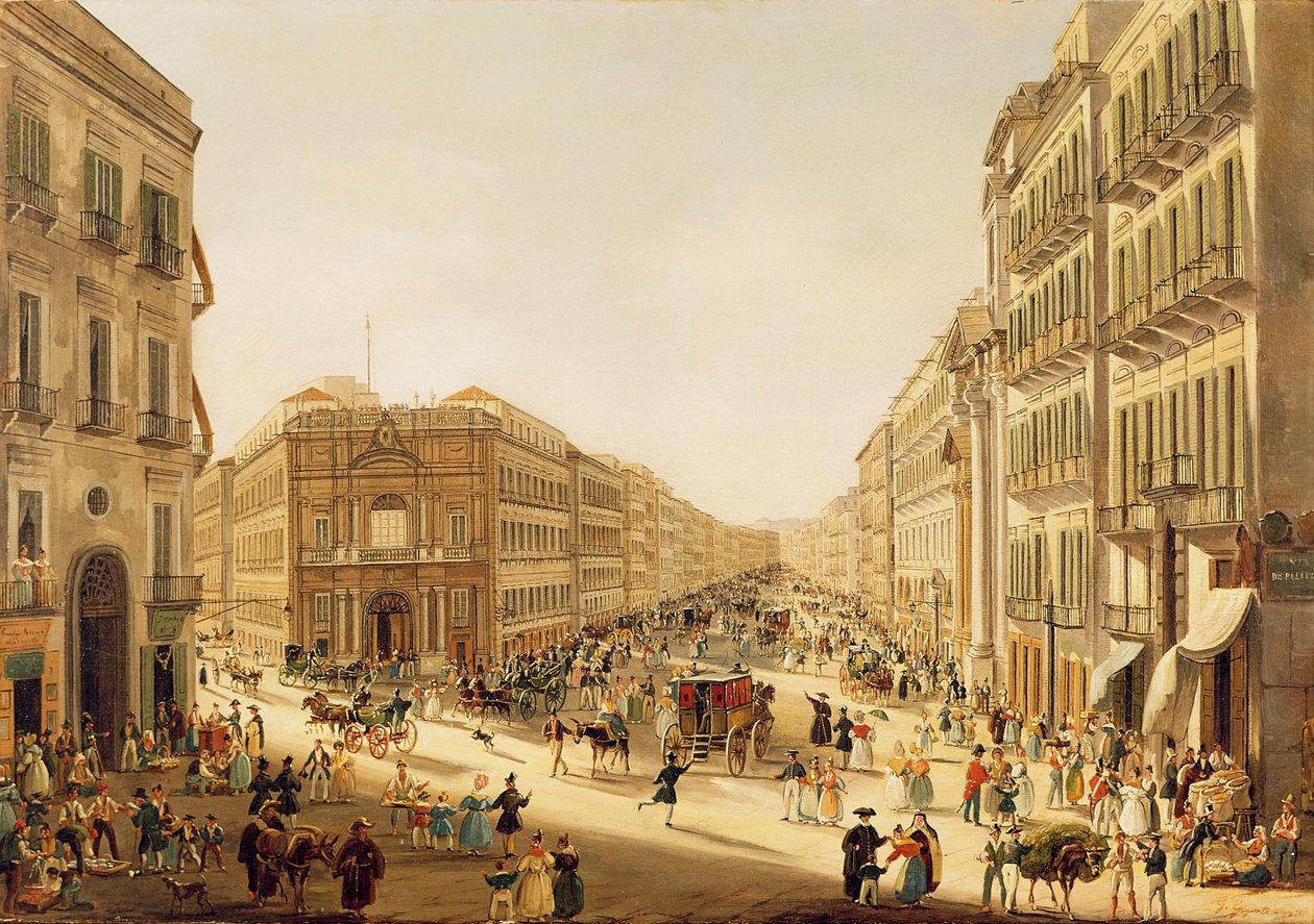 Naples - Vue de la via Toledo au XIX ième siècle (Peinture par Giacinto Gigante)